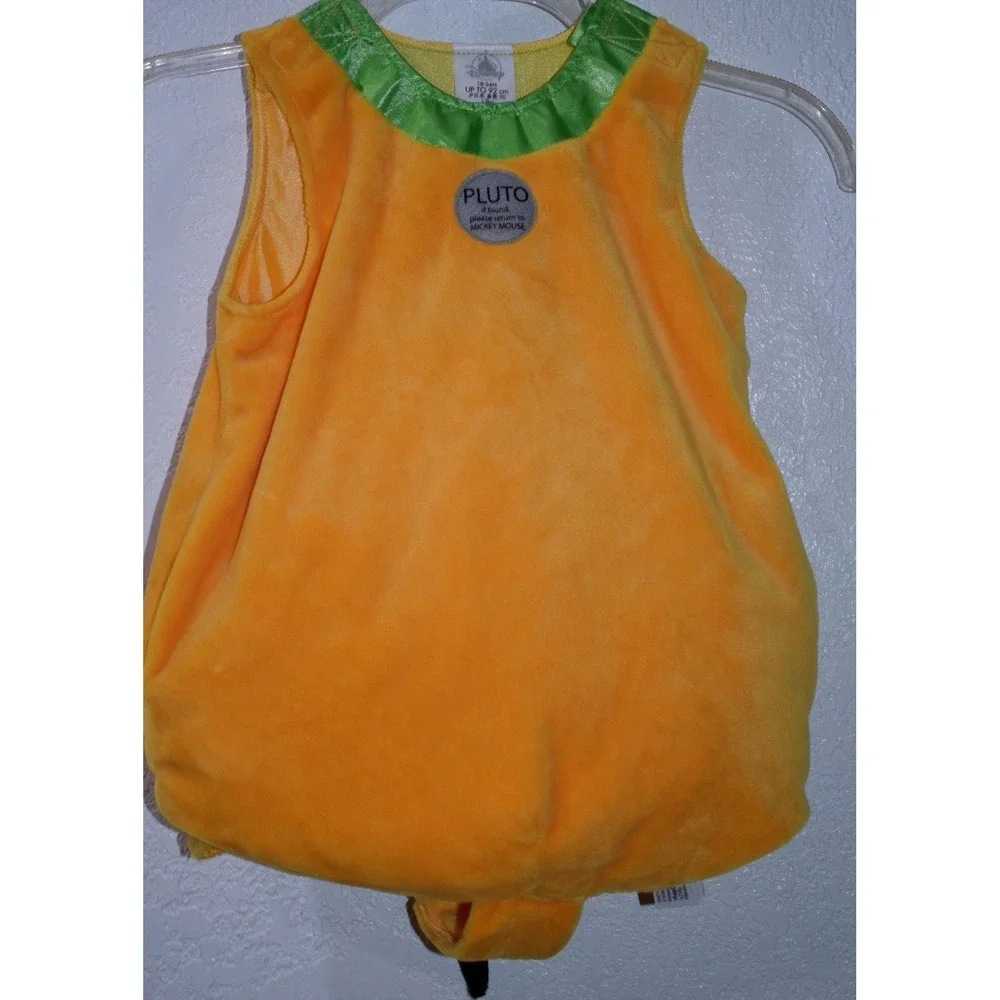 Disney Pluto Toddler Costume 18-24M Plush Bodysuit Hat Booties 3pc Set Orange